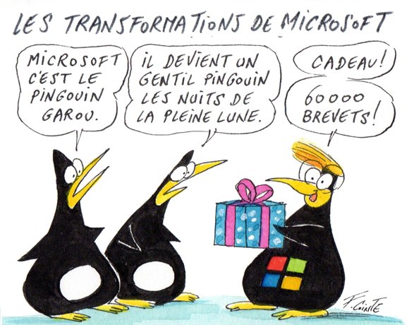 Dessin: Microsoft partage 60 000 de ses brevets avec l’open source